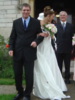 Vivienne and Steven leaving church as man and wife.